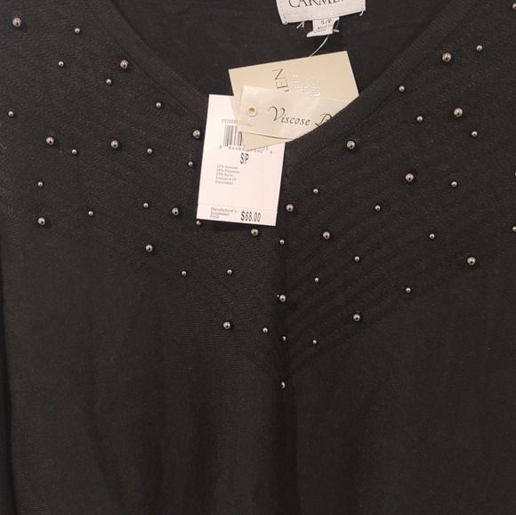 CARMEN MARC VALVO studded top, Black, s/p - Picture 3 of 6